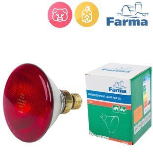 Інфрачервона лампа 100 Вт PAR червона, для обігріву тварин та птиці FARMA обігрів тварин, птиці фото