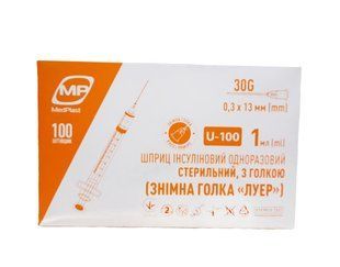Шприц інсуліновий U-100 1мл з'ємна голка 2566723179 фото